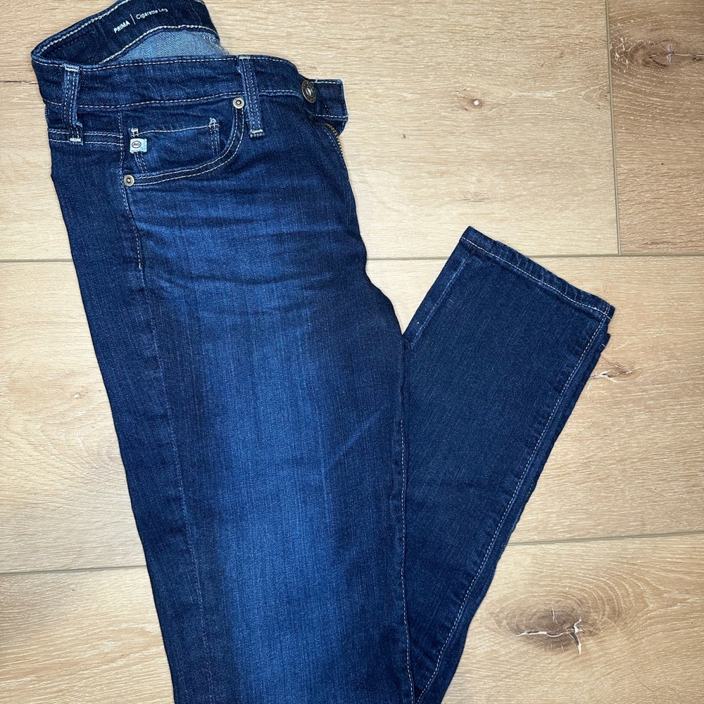 Women’s AG Prima Cigarette Leg Dark Blue Denim Jeans - size 25 - 28” inseam